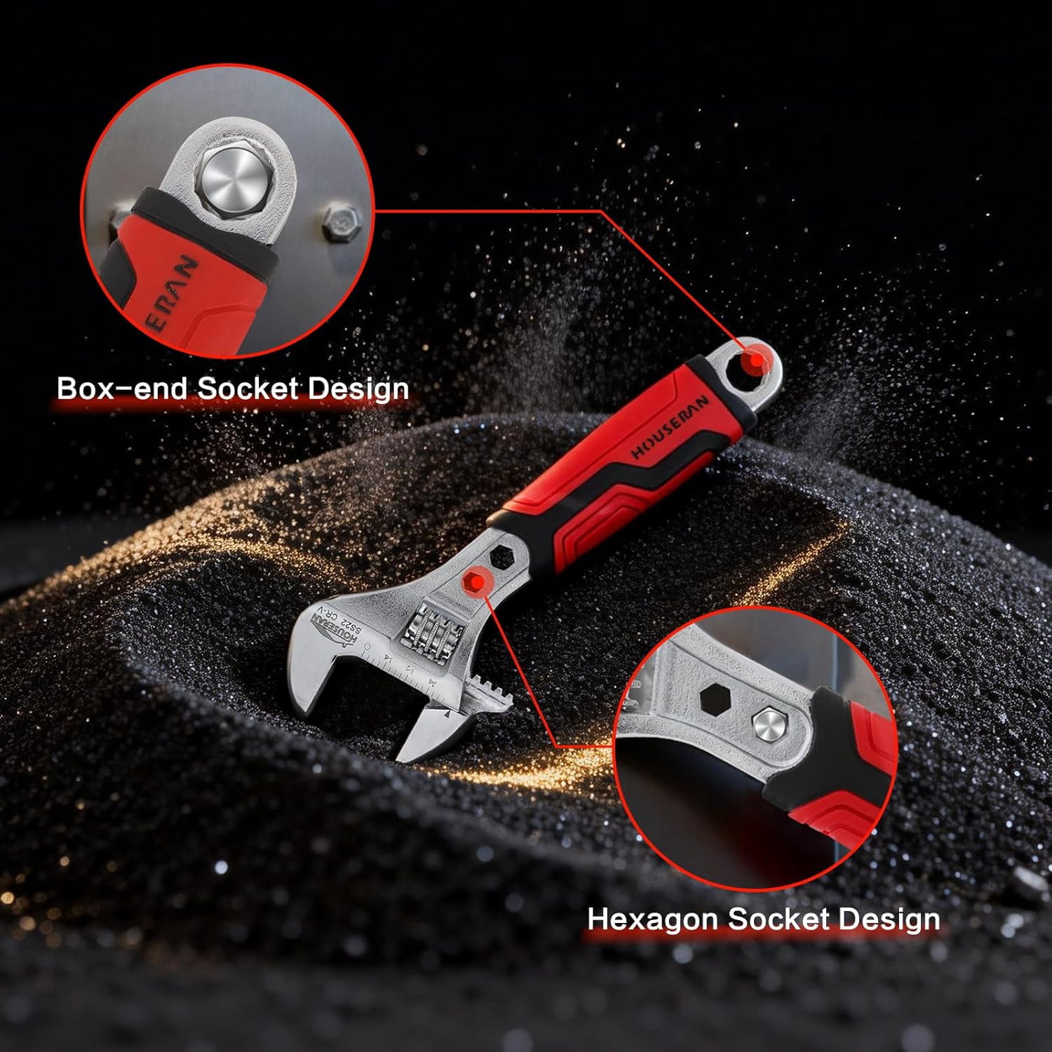 MKEUDQ-6-Inch Adjustable Wrench, Wide Jaw Adjustable Wrench with Anti-Slip Grips, Cr-V Steel Wrenchs for Home Repair, DIY, Garage