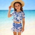 thumbnail image 2 of IFNWSV Girls Bathing Suit Summer Print Split-body Swimsuit Four-piece Set Blue 10 Years, 2 of 7