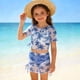 thumbnail image 1 of Odeerbi Conjunto de Trajes de Baño de 4 Piezas Para Niñas de 8-13 Años Conjunto de Bikini de Impresión de Arco de Verano + Cubierta de Manga Corta + Cubiertas de Sarong, 1 of 8