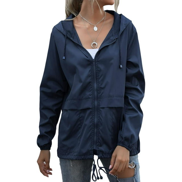 Imperméable pour Femmes, Veste Légère avec Capuche et Poches pour Extérieur
