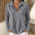 thumbnail image 7 of cocolona Womens Half Zip Pullover Tops Casual Long Sleeve Lapel Shirts Oversized Solid Color Fall Soft Outfits, 7 of 7