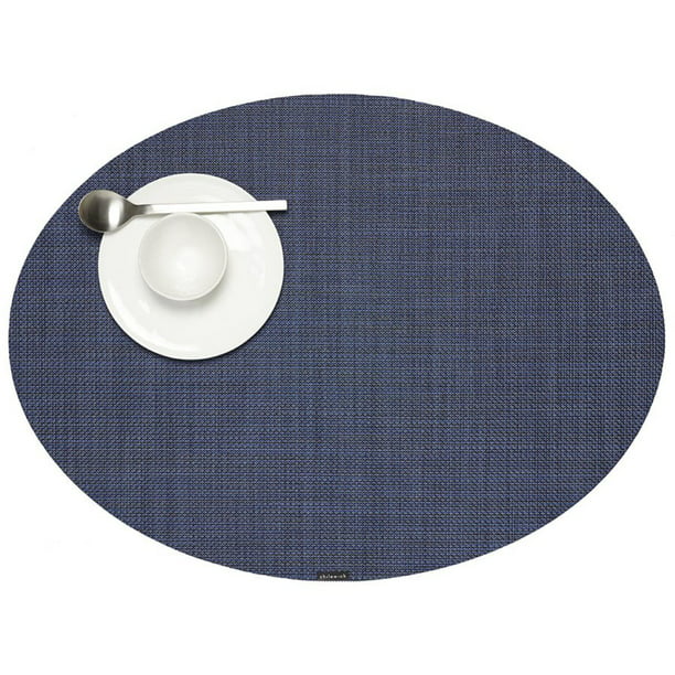 1pk Chilewich Mini Basketweave Oval, Chilewich Round Blue Placemats