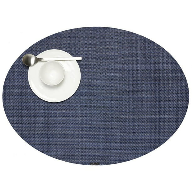 1pk Chilewich Mini Basketweave Oval Placemat Indigo 11211 Com 1pk Chilewich Mini Basketweave Oval, Chilewich Round Blue Placemats