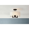 thumbnail image 2 of Home Decorators Collection Hiddenbrook 15 in. 3-Light Matte Black Semi-Flush Mount with White Fabric Shade, 2 of 5