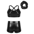 thumbnail image 2 of Kaerm Girls Sparkle Dance Suit Sleeveless Crop Top Bra with Shorts 3Pcs Outfits Jazz Hip Hop Black 10, 2 of 7