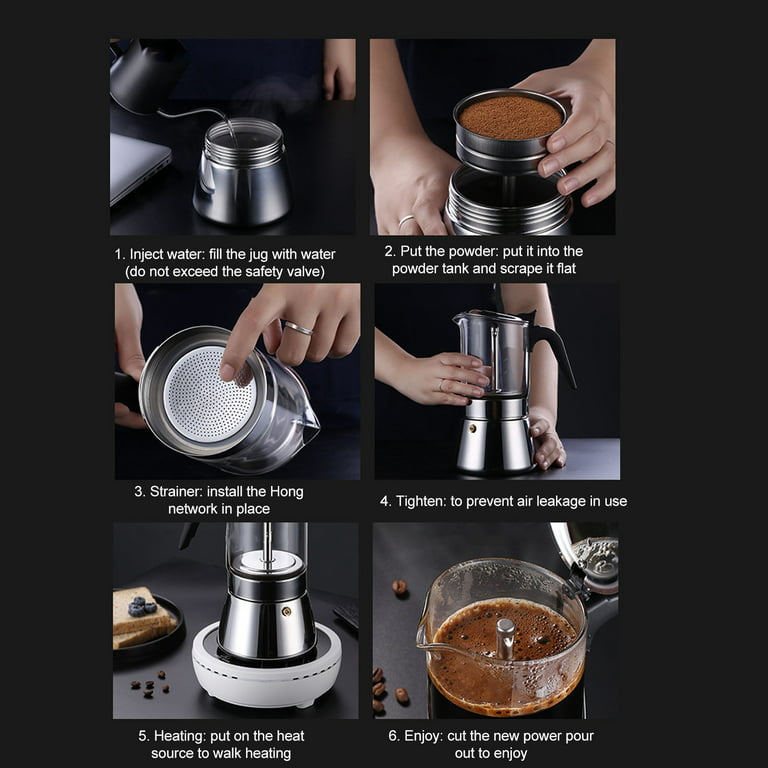 Moka Induction Stovetop Espresso Maker,Crystal Glass-top