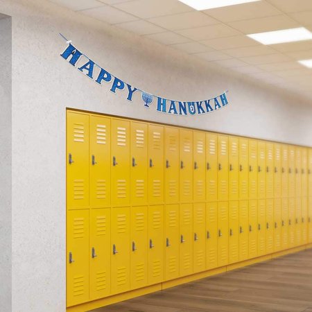 Happy Hanukah Holographic Letter Garland. 75" Long.