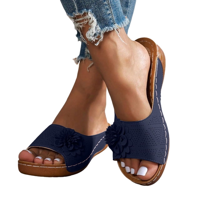 Sandales Orthopédiques à Plateforme Compensée pour Femmes 2025 Confortables en Cuir à Enfiler