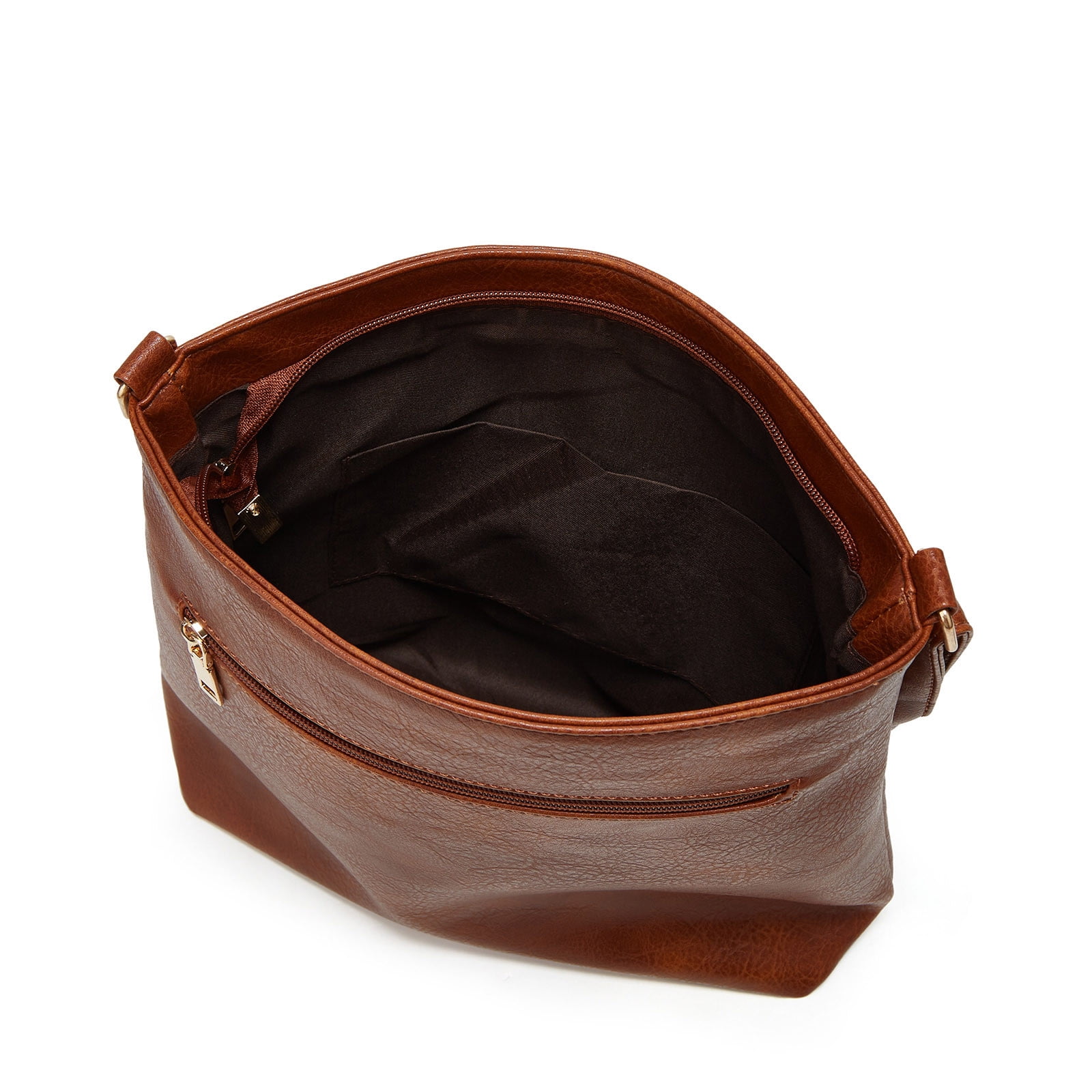 Mepaouo Vegan Leather Crossbody Bags for Women Shoulder Handbag Purse with Zipper Pockets(Brown)