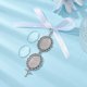 thumbnail image 3 of Tibetan Style Alloy & Glass Oval Photo Bouquet Hanging Ornaments with Satin Ribbon and Zinc Alloy Lobster Claw Clasps Antique Silver 132mm, 3 of 3