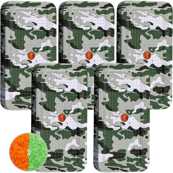 Wisesorb 100 Gram Gun Safe Dehumidifier, Pack of 5 Camouflage Pattern Reusable Silica Gel Packets Desiccant, Moisture Absorbers Dehumidifiers for Room, Bathroom, Basement (Orange to Green)