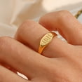 thumbnail image 2 of Oval Stainless Steel Ring 18K Gold Plated Elegant Jewelry, 2 of 4