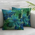 thumbnail image 3 of PRATYUS Navy Blue Green Teal Pillow Covers, Modern Geometry Dahlia Floral Print Decorative Throw Pillow Covers Outdoor Farmhouse Cushion Case for Home Couch Sofa Bed Decoration 24x24in, 3 of 5