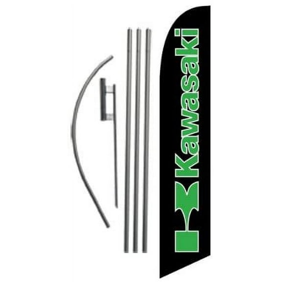 Kawasaki 15ft Feather Banner Swooper Flag Kit - INCLUDES 15FT POLE KIT w/GROUND SPIKE