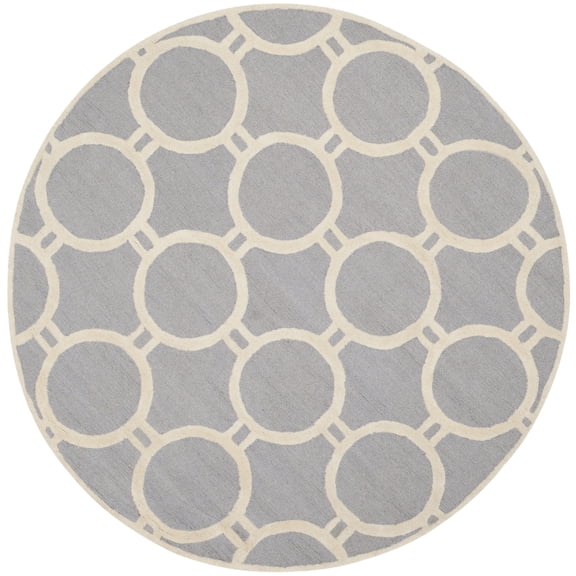 SAFAVIEH Cambridge Joss Geometric Wool Area Rug, Silver/Ivory, 6' x 6' Round