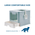thumbnail image 2 of Cat Litter Box with Litter Mat and Scoop, Large Foldable Litter Box with Lid, Front Entry Top Exit Kitty Litter Box, Odor Control Easy Clean (BLUE), 2 of 6