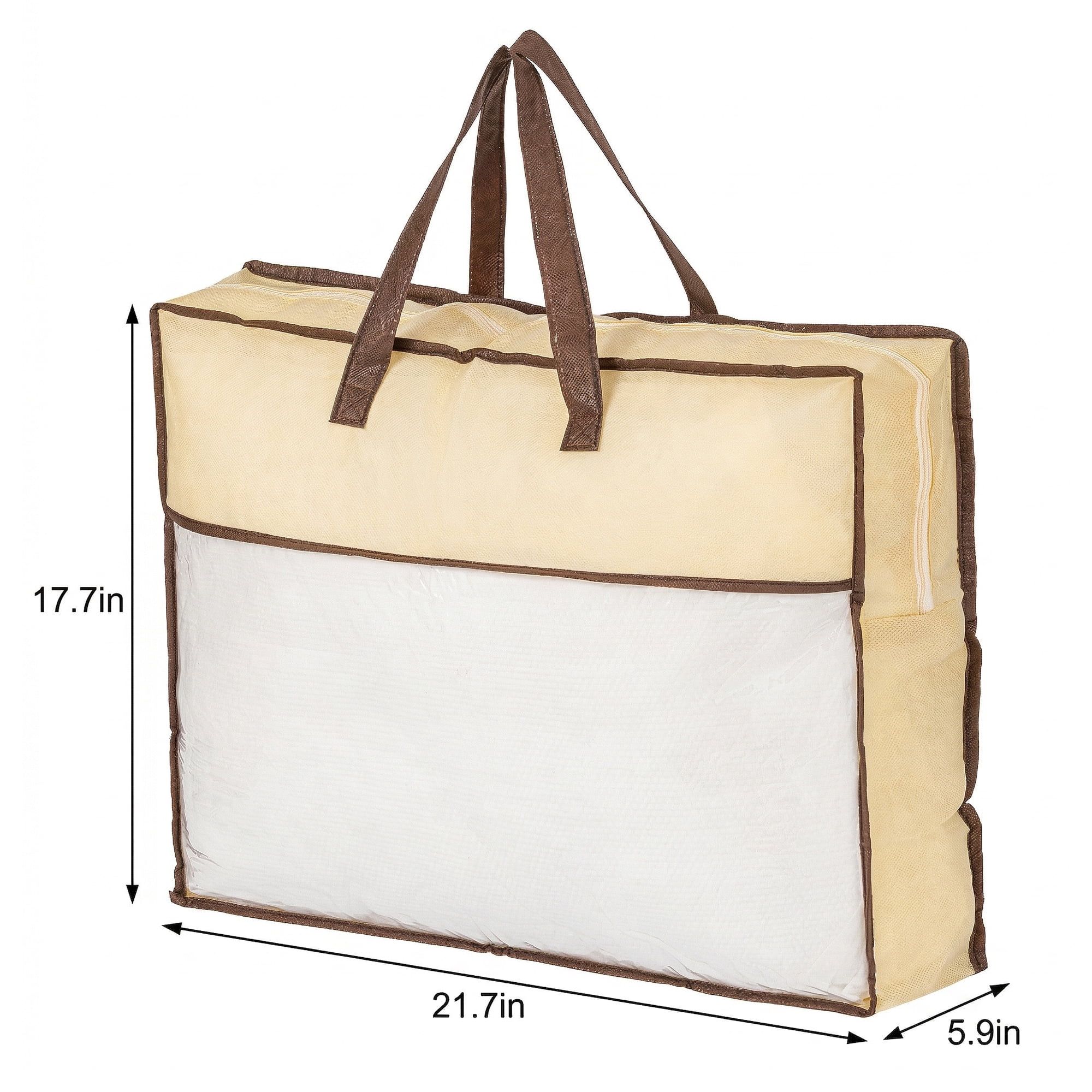 Unique Bargains Storage Bag for Organizing Clothing with Handles Beige 17.7"x21.7"x5.9"
