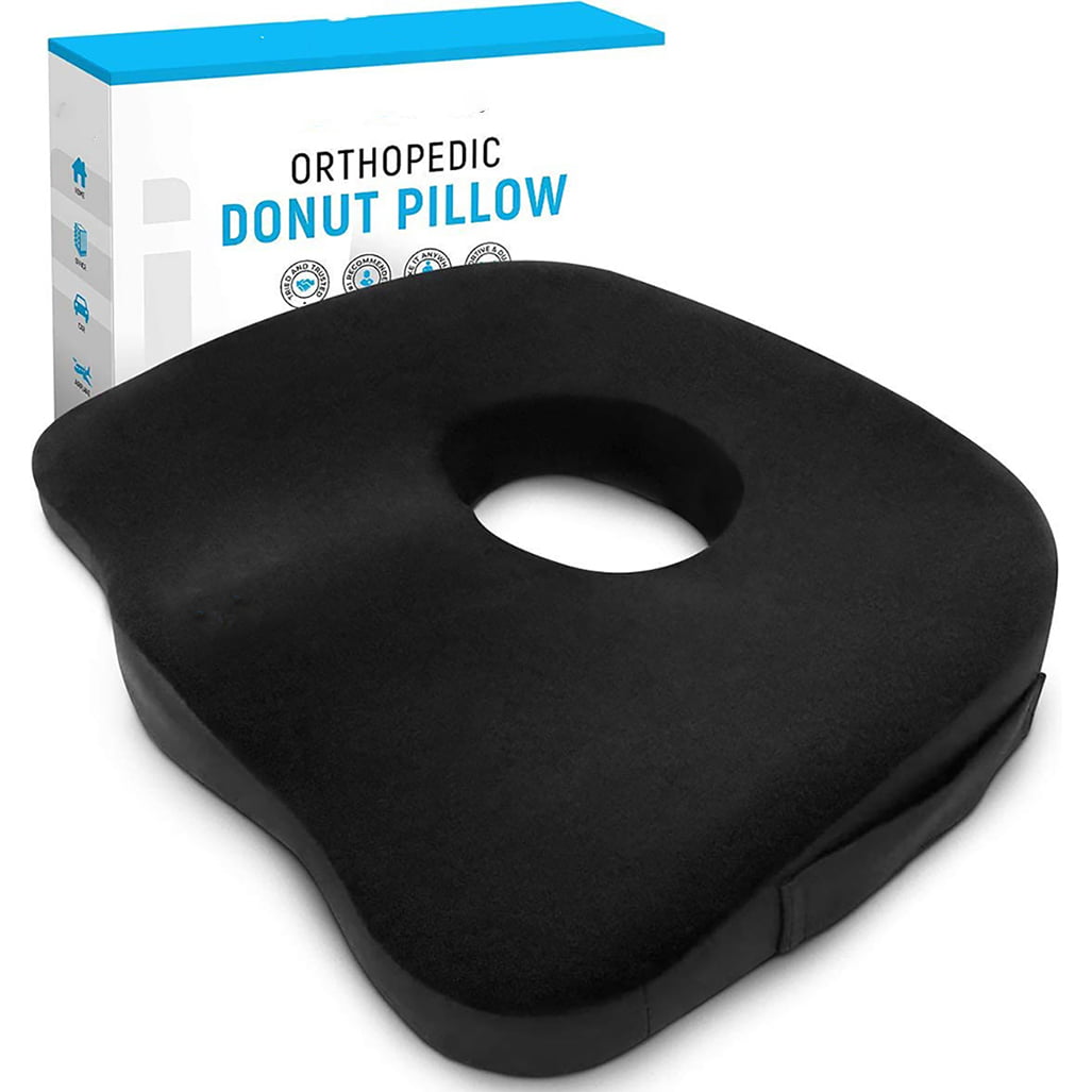 Alacritua Butt Pillows for Sitting, Doughnut Pillow Premium Memory Foam  Washable, Siaticease Seat Cushion for Office,Car,Wheelchair,School,DarkBlue