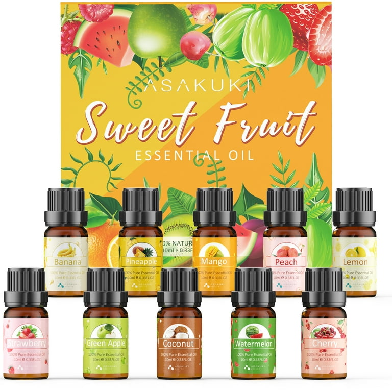 11-Pack 10ml Fruit Essential Oils Set : Strawberry, Coconut