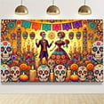 thumbnail image 5 of 1 PC, 2D Flat Day of the Dead Skeleton Wedding banner 0.87x43.31 inches (180x110cm), universal daily wall decoration, elegant daily front door decoration, party banner, decorative flag, home kitchen, 5 of 6