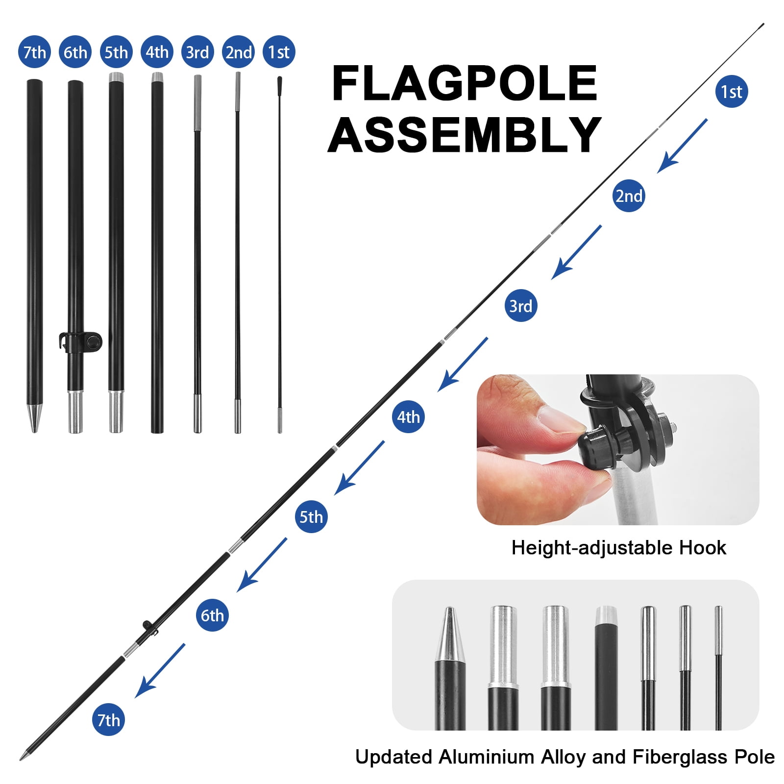 QSUM Open House Feather Flag with Flag Pole Kit and Ground Spike, 8.2FT Open House Windless Flag Banner Sign Business for Welcome Agent Inside Outdoor Advertising Sign Decoration Display