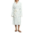 thumbnail image 1 of Gupgi Women Plush Bathrobe Winter Pajama Kimono Floral Print Fleece Long Robe Loungewear Spa Night Robe with Pockets, 1 of 9