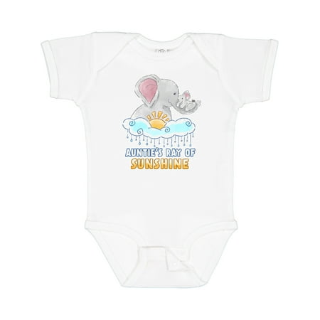 

Inktastic Auntie s Ray of Sunshine Cute Elephants Rainclouds and Sun Gift Baby Boy or Baby Girl Bodysuit
