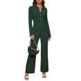 thumbnail image 3 of Women Jumpsuit Casual Jumpsuit Loose Fit Jumpsuit Pure Color Jumpsuit Button Jumpsuit Women Jumpsuit Fashionable Straight Leg Trousers Button Turn Down Collar Pure Color Jumpsuit S, 3 of 6