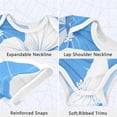 thumbnail image 3 of White and Blue Tropical Hibiscus Florals Pure Cotton Bodysuit Short Sleeve Pajamas One-Piece Romper Unisex 18M, 3 of 6
