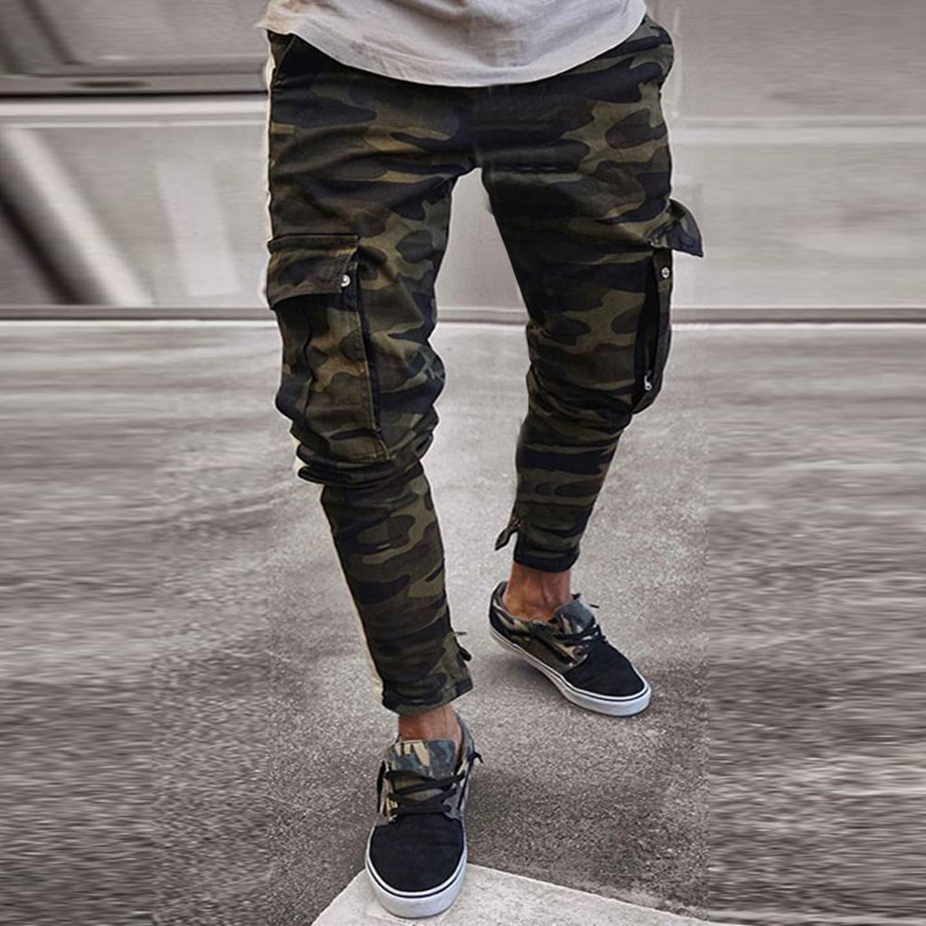 Men's Skinny Jeans Stretch Slim Fit Fashion Tapered Leg Denim Pants Outdoor  Casual Jogging Cargo Trousers with Multiple Pockets 