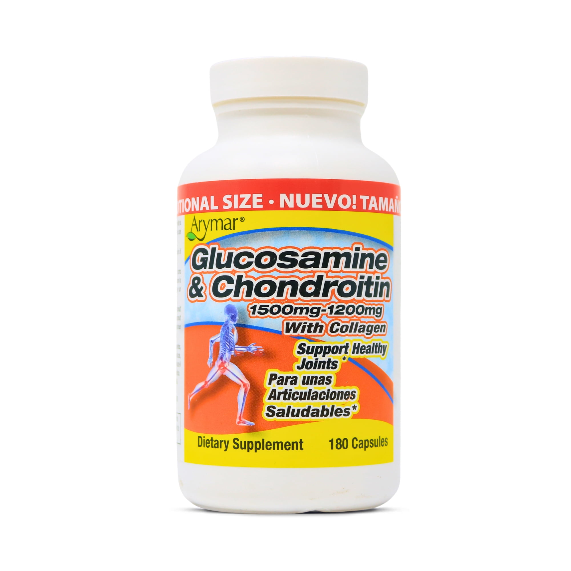 Arymar Glucosamine & Chondroitin 1500mg-1200mg with Collagen, 180 Capsules