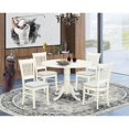 thumbnail image 2 of HomeStock 5 Piece Dining Table Set for 4 Includes a Round Kitchen Table with Dropleaf and 4 Linen Fabric Kitchen Dining Chairs, 42x42 Inch,Linen White, 2 of 5