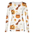 thumbnail image 4 of Halloween Shirts for Women Long Sleeve Crew Neck Shirts Funny Pumpkin Graphic Ribbed Shirts Fall Slim Fit Basic Tops, 4 of 5