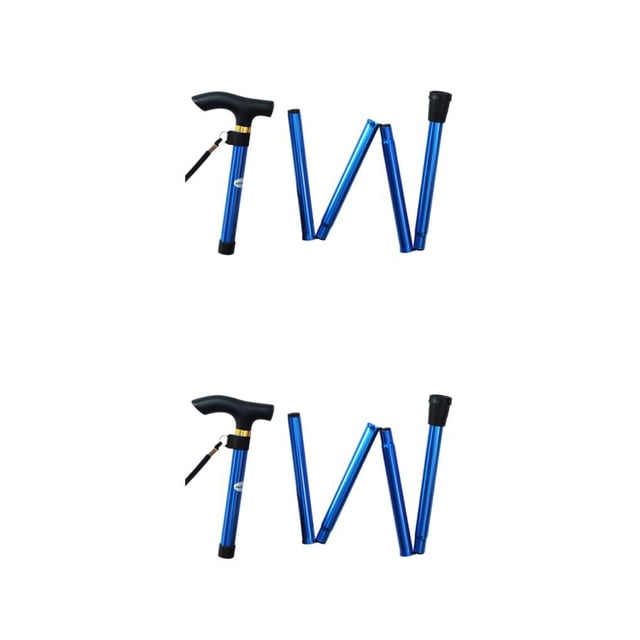 Seitruly Muletas Bastones plegables de aleación de aluminio para correr Bastones para senderos Azul 2Conjunto