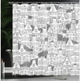 thumbnail image 4 of Ambesonne Modern Shower Curtain, European Houses Urban, 69"Wx75"L, Black White, 4 of 5