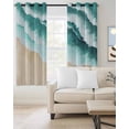 thumbnail image 4 of Abstract Watercolor Blackout Curtains for Bedroom Living Room, Gradient Green Waves Beach Seaside 90 In Long Thermal Insulated Room Darkening Drapes Grommet Window Treatments, 52 x 90 In, 4 of 9