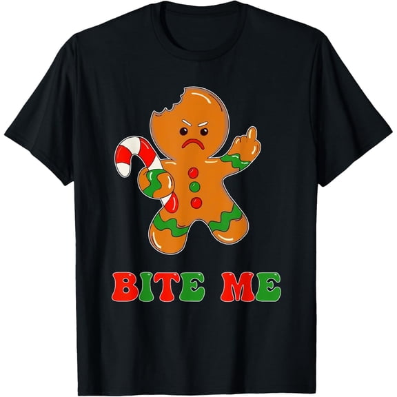Funny Gingerbread Man Bite Me Christmas Cookie Costume T-Shirt