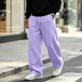 thumbnail image 2 of Men's Baggy Sweatpants Wide Leg Lounge Cotton Casual Jogging Pants With Pockets | High Waist Drawstring,Open Bottom,Workout Athletic Outfits Light Purple M, 2 of 7