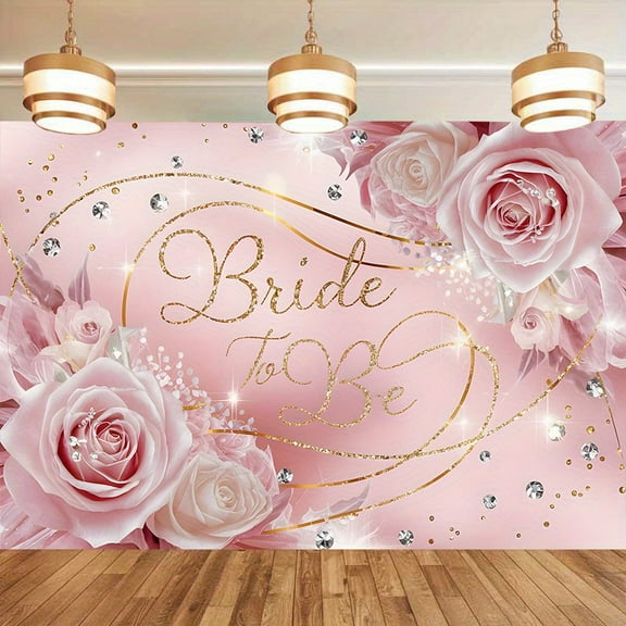 Elegant Bride to Be Bridal Shower Backdrop Pink Rose Wedding Photography Background Sparkling Stars Diamond Pink Floral Engagement Bachelorette Party Decorations Banner Supplies Photo Booth Props