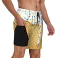 thumbnail image 3 of Gaeub White Ice Cream Mens Swim Trunks Stretch Beach Shorts Quick Dry for Men Swim Shorts Swimwear with Pockets- 3X-Large, 3 of 9