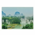 thumbnail image 1 of Nature Cutting Board, Detain Waterfall Guangxi Misty Jungle Forest Waterscape Scene Picture, Decorative Tempered Glass Cutting and Serving Board, Small Size, Fern Green Multicolor, by Ambesonne, 1 of 1