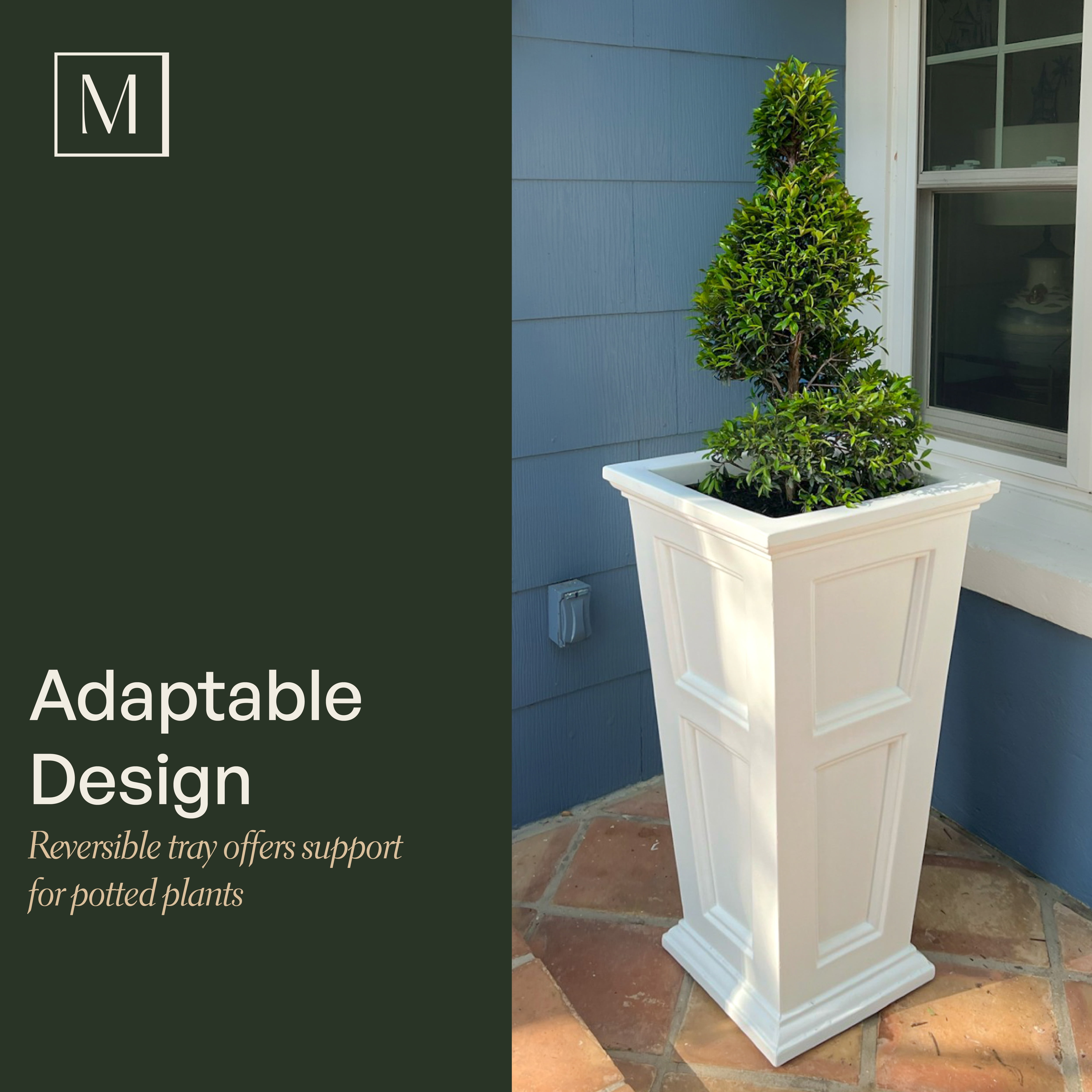 Mayne Fairfield 19" x 19" x 34" Square Tall White Self Watering Plastic Planter