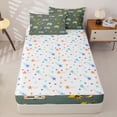 thumbnail image 4 of Erosebridal Kawaii RV Car Pattern Zipper Twin Comforter Sets with Fitted Sheet and 2 Pillowcases,Adventure Camping Theme Zipper Bedding Set,Yellow Teal Orange,Reversible, 4 of 6