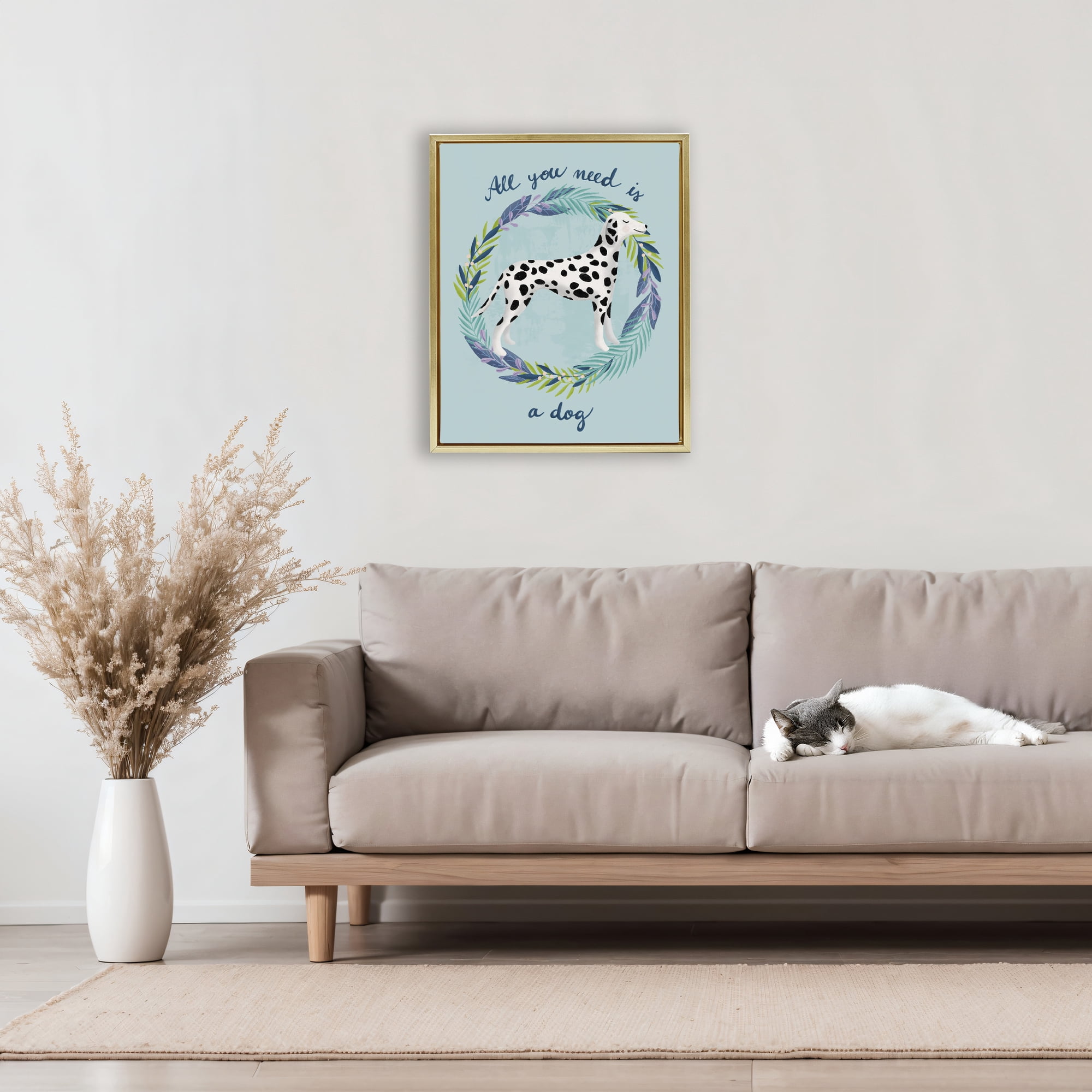 Stupell Industries All You Need Is A Dog Gold Framed Floater Canvas Wall Art, design by Metka Hiti