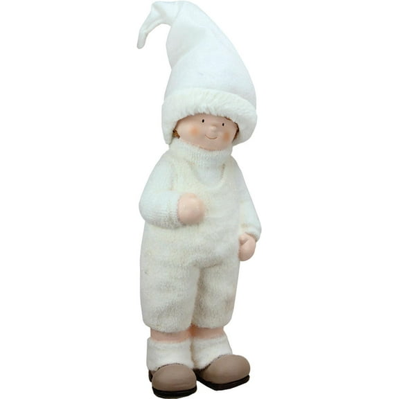 19" Winter Girl in White with Tall Hat Christmas Table Top Figure