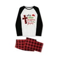 thumbnail image 2 of Christmas Family Pajamas Matching Set Letter Print Long Sleeve Tops and Elastic Plaid Pants Loungewear Soft Sleepwear, 2 of 4