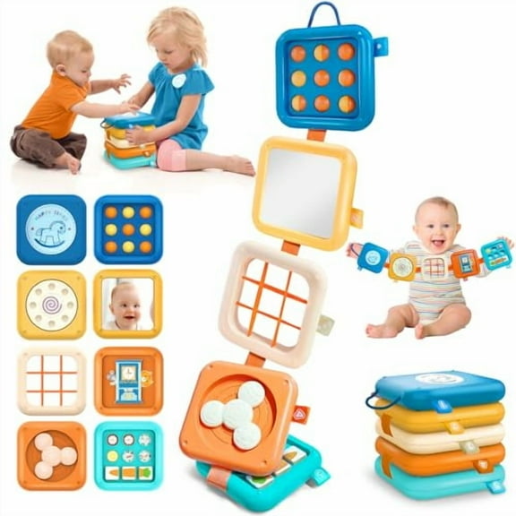 Montessori Toys for Baby 6-12 Months: Sensory Activity Cube with Fine Motor Skills - Travel Busy Board Busy Cube Gifts for 1 Year Old Boy Girl
