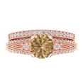 thumbnail image 2 of Clara Pucci 18K Rose Gold Round Cut 1.5Ct Simulated Champagne Engagement Ring + Matching Band - Luxury Box Included, 2 of 7