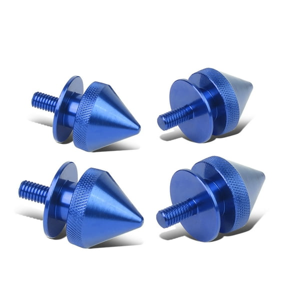 DNA Motoring BQR-ZTL-9036-BL Pack of 4 - Anodized Aluminum Front Left / Right Spike Style Bumper Trunk Quick Release Fastener Kit (Blue)