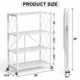 thumbnail image 6 of 4-Tier Foldable Metal Storage Shelves, No-Assembly Folding Frame and Rolling Storage Rack for Kitchen, Pantry, Garage and Basement, White, 6 of 9